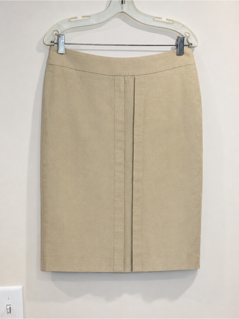 🔥Brook Brothers 100% Linen Women’s Classic Cream Pencil Skirt Size 8 EC